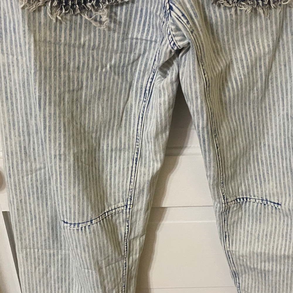 Oli & Hali Multi Stripe Patchwork Denim Barrel Jeans Light Wash Boho Size Small - Picture 7 of 9